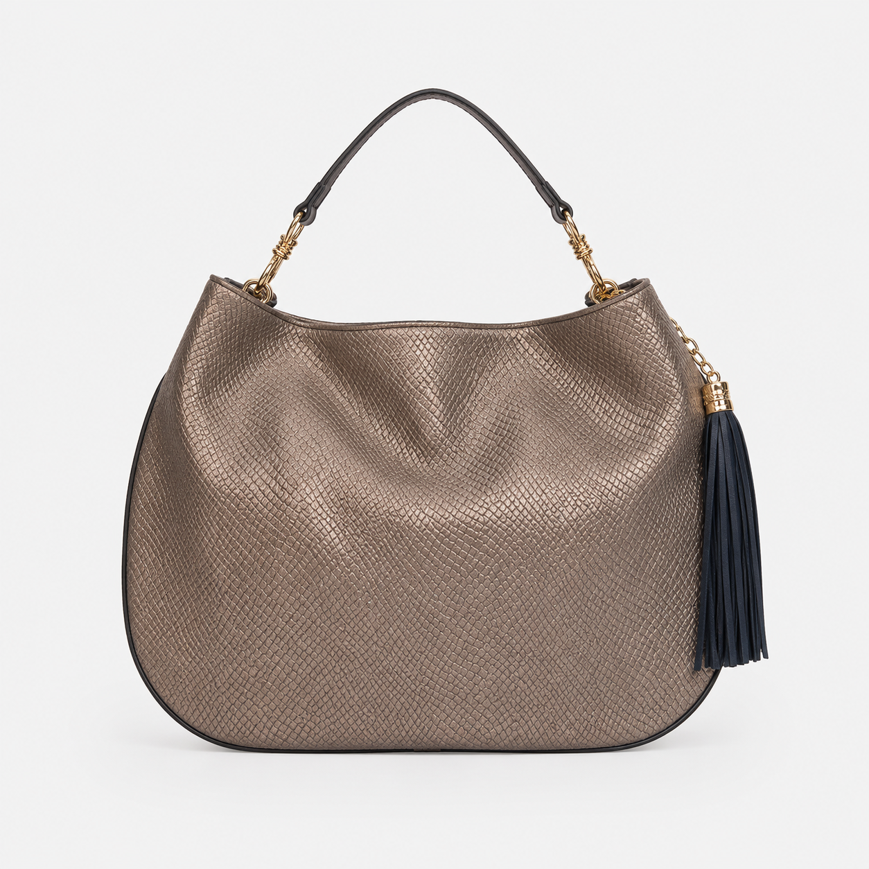 Lily handbag in Golden Hour handcrafted in Italy featuring iridescent Italian leather and tassel detail