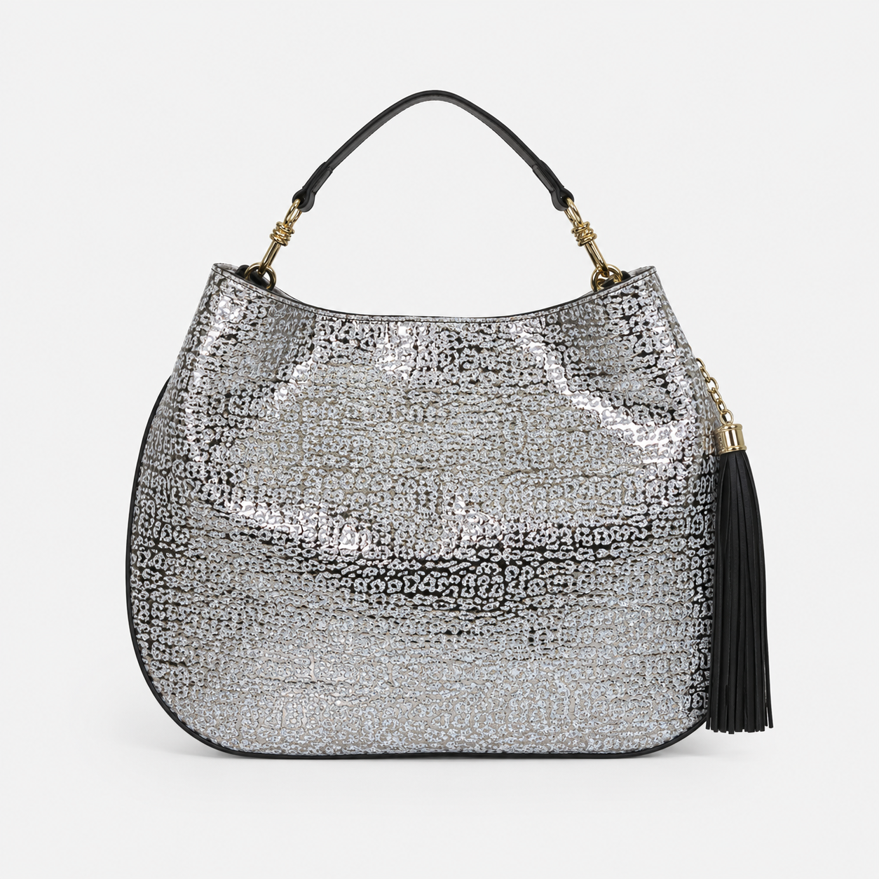 Lily handbag in Lunaria handcrafted in Italy featuring iridescent Italian leather and tassel detail