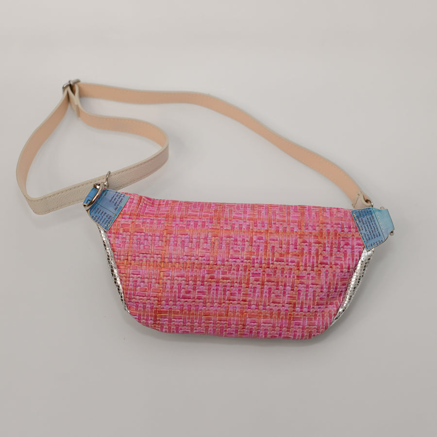 Back image of Ava crossbody bag in Electric Kiss featuring multicolored textured Italian leather and adjustable strap