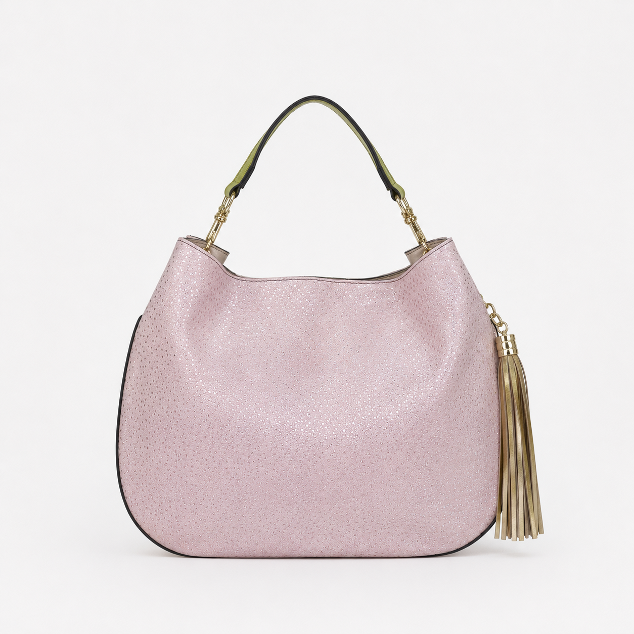 Lily handbag in Starlight handcrafted in Italy featuring iridescent Italian leather and tassel detail