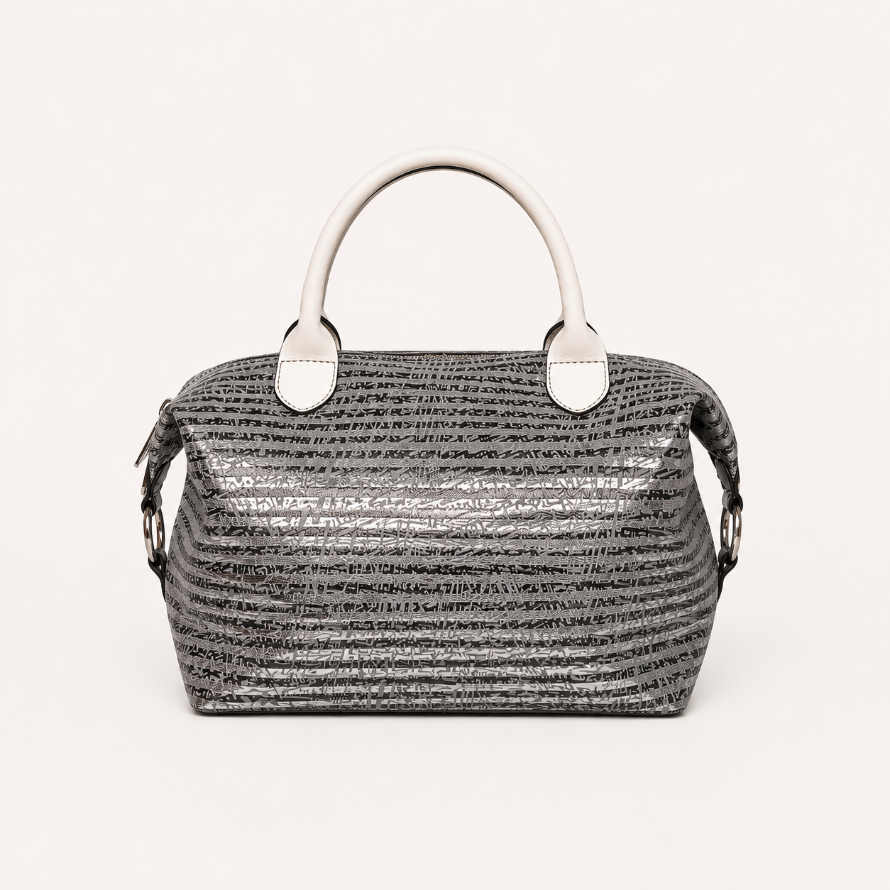 Vera handbag in Silver Coast featuring side straps with silver o-ring clasp and top handles